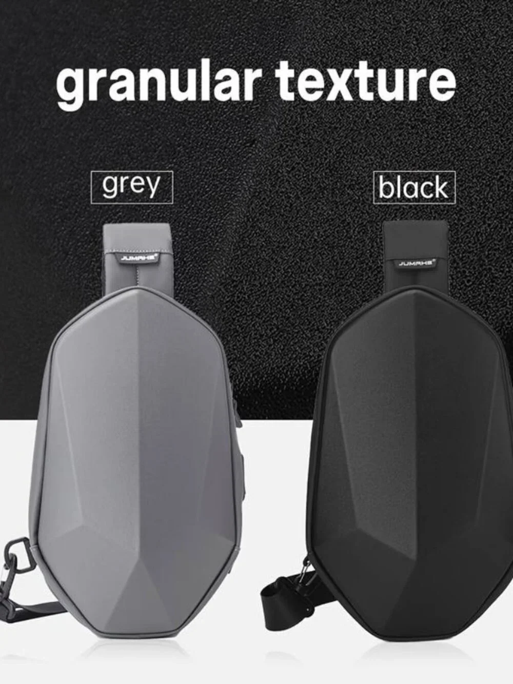 Geometric Hard Shell Chest Bag Crossbody Backpack with USB Port